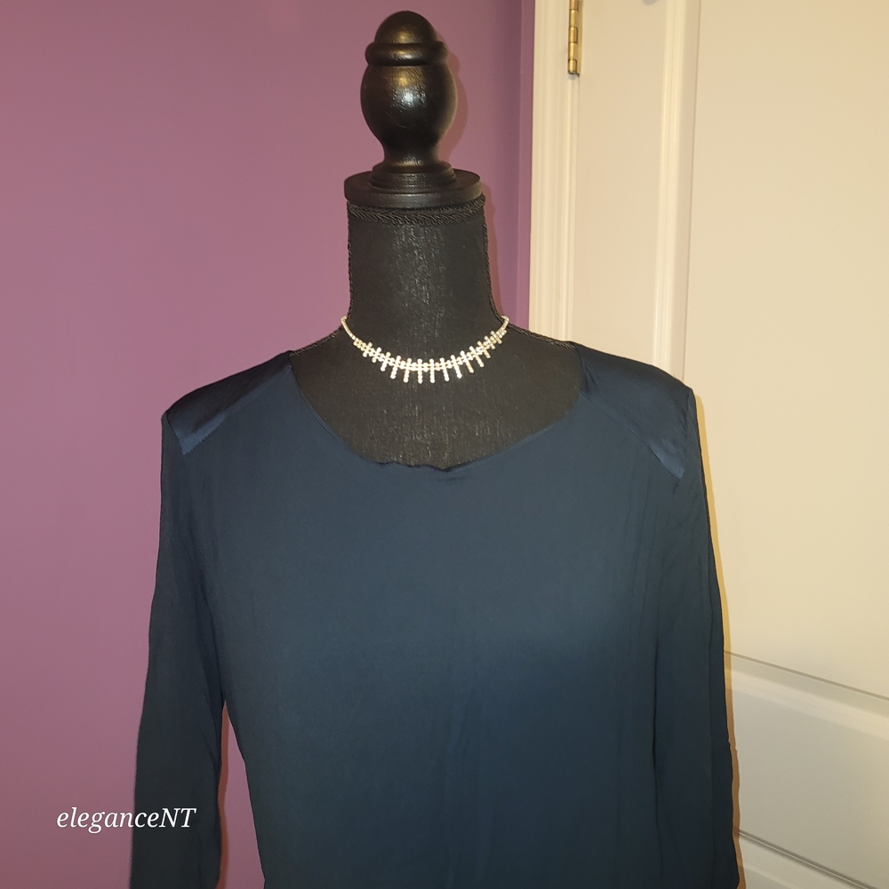 H&M Dark Blue Long Sleeve Dress Sz: 12 - Picture 7 of 10